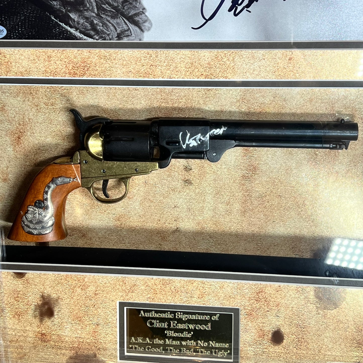 Clint Eastwood GOOD BAD UGLY Signed Movie Prop Gun and signed Photograph