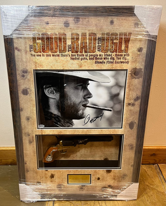 Clint Eastwood GOOD BAD UGLY  Signed Movie Prop Gun and signed Photograph