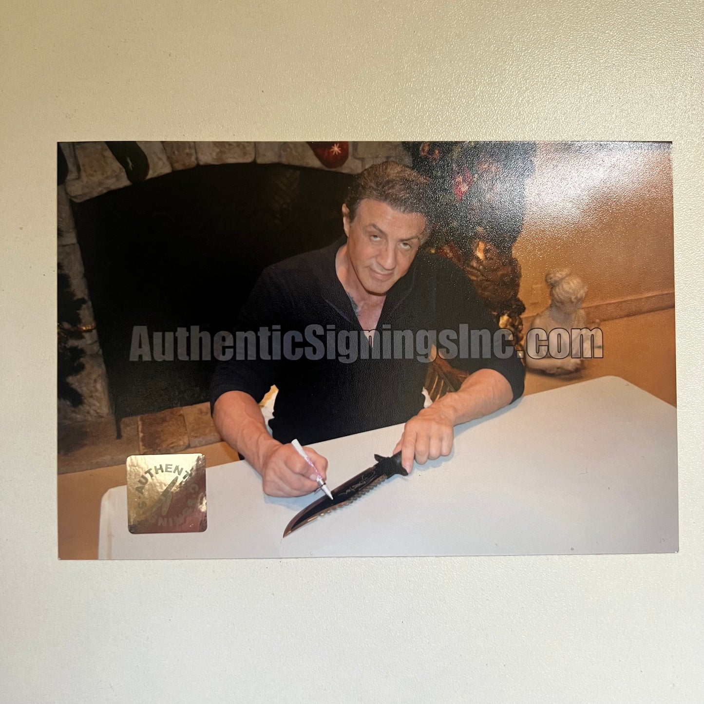 Sylvester Stallone Signed Rambo Knife And Poster