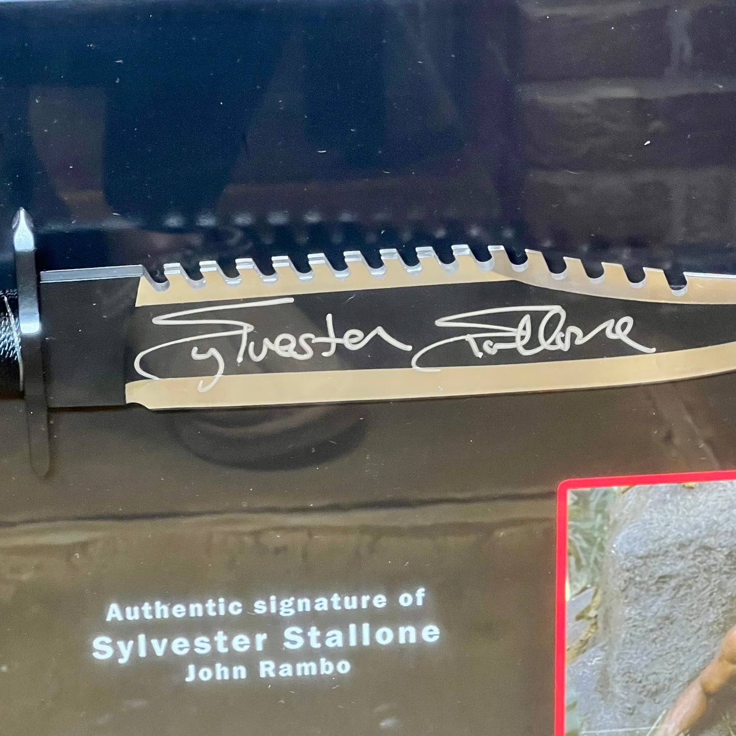 Sylvester Stallone Signed Rambo Knife And Poster