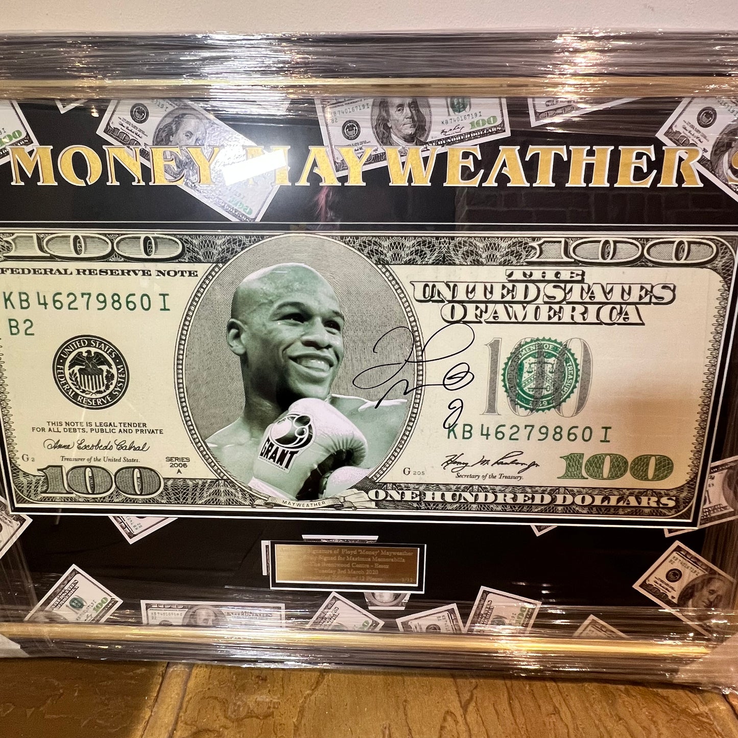 Mayweather signed 100 Dollar Bill