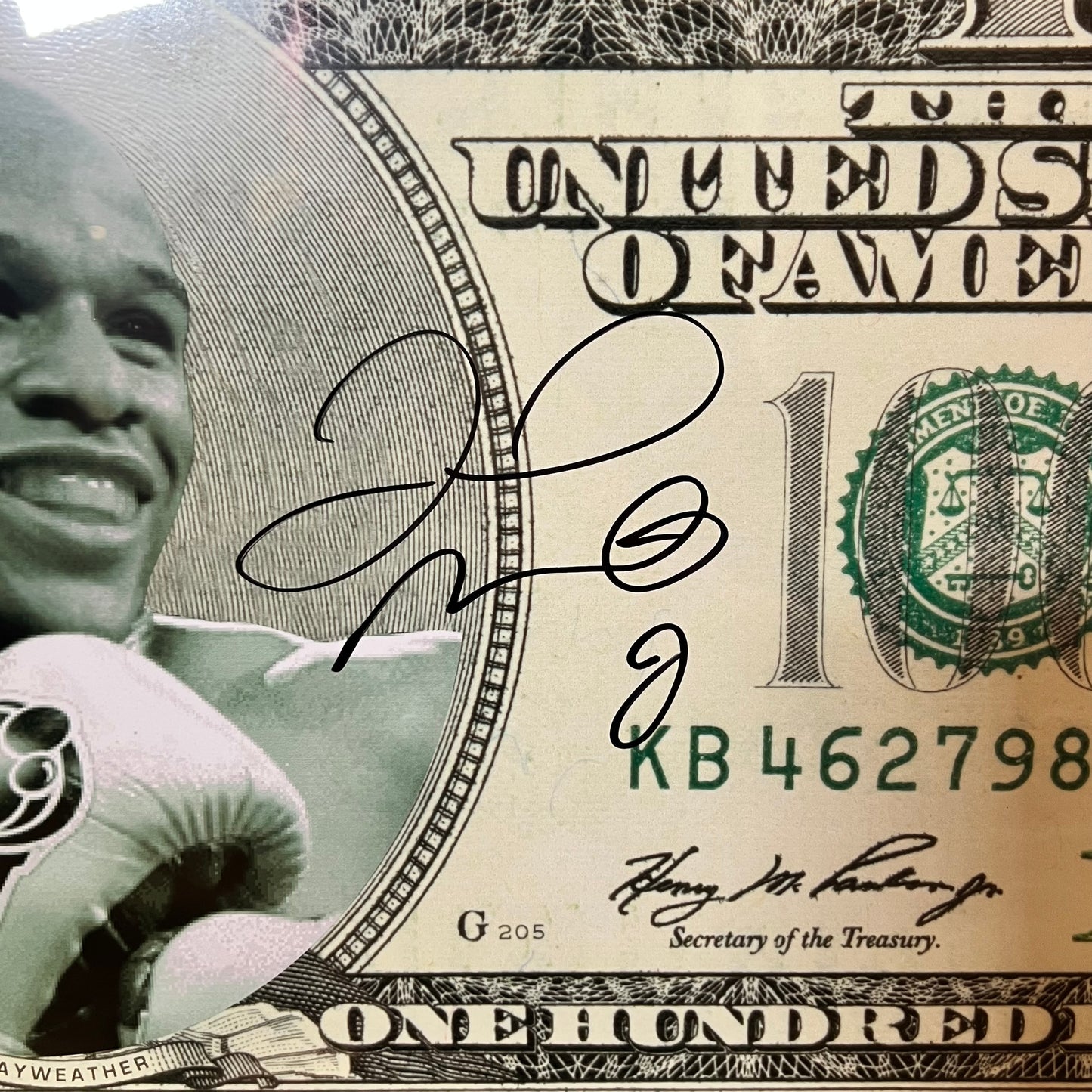 Mayweather signed 100 Dollar Bill